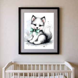 Poster Touche de couleur nurserie animaux de la forêt Lou