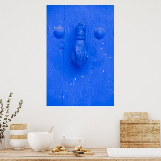Poster Touche de porte bleue verticale (Cuisine)