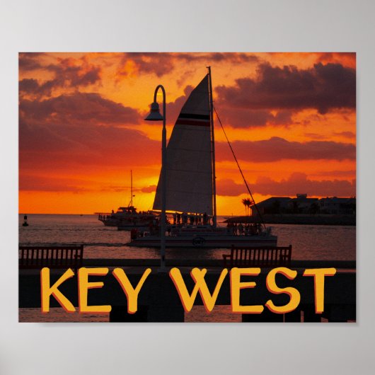 Poster Touche West Sunset avec Bateaux (Devant)