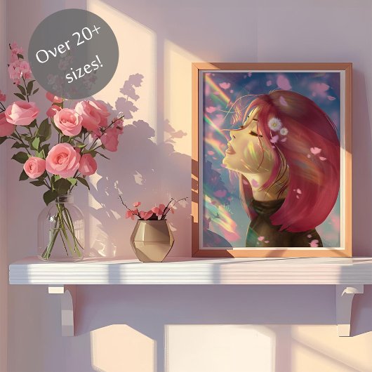 Poster Touches arc-en-ciel en fleurs paisibles