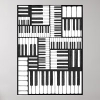 Touches de piano en Charcoal Music Art Print