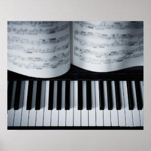 Poster Touches de piano et livre de musique