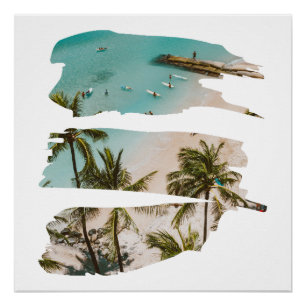 Poster Touches de pinceau de plage tropicale