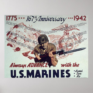 Poster Toujours avance avec des marines des États-Unis