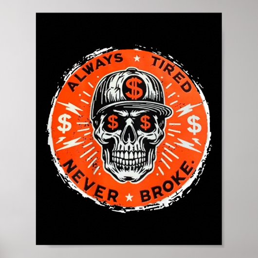 Poster Toujours fatigué Jamais cassé le crâne (sur le dos (Devant)