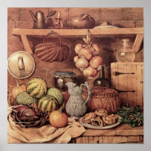 Poster Toujours la vie avec la nourriture de Noël