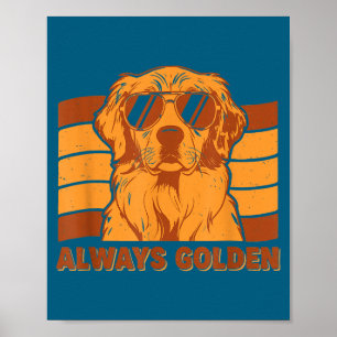 Poster Toujours style rétro doré chien retriever doré Alw