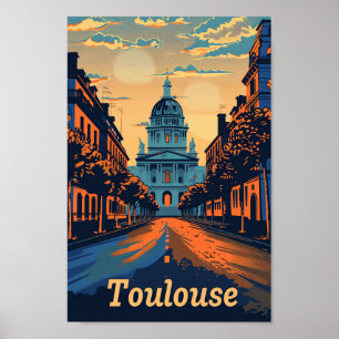 Poster Toulouse France Vintage Retro Illustration de voya