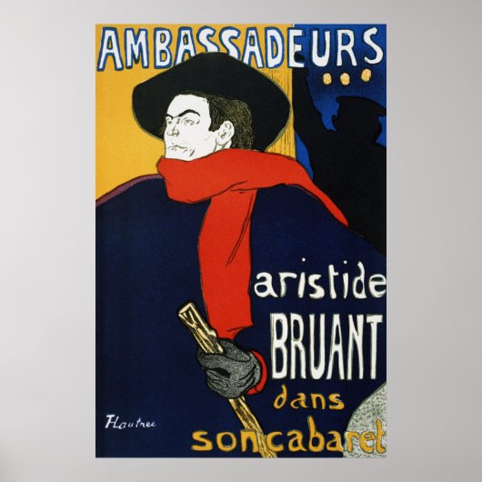 Poster Toulouse-Lautrec Ambassadeurs Aristide Bruant (Devant)