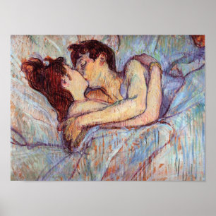 Poster Toulouse Lautrec - Au lit Le Baiser Lesbiennes Ama