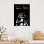 Poster Tour Blanche Noir de Pise Italie Voyage (Cuisine)