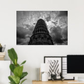 Poster Tour Blanche Noire de Pise Voyage européen (Bureau à domicile)