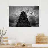 Poster Tour Blanche Noire de Pise Voyage européen (Cuisine)