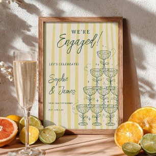 Poster Tour de Champagne Jaune Citron de Bienvenue pour F