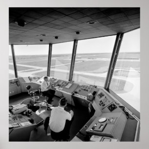 Poster TOUR DE CONTRÔLE DE L'AÉROPORT c. 1960