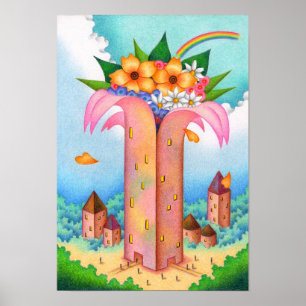 Poster Tour de fleurs en fleurs dans le ciel.
