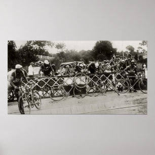 Poster Tour de France bloqué par un train 1932
