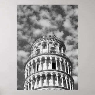 Poster Tour de Pise en noir et blanc Italie