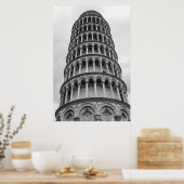 Poster Tour de Pise en noir et blanc Italie (Cuisine)