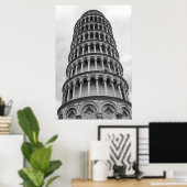 Poster Tour de Pise en noir et blanc Italie (Bureau à domicile)