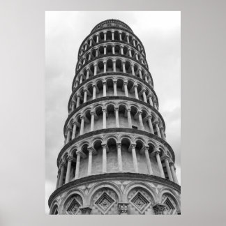 Poster Tour de Pise en noir et blanc Italie