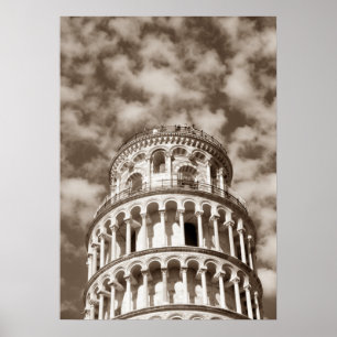 Poster Tour de Pise Italie Brown Sepia