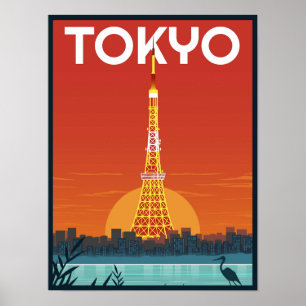Poster Tour de Tokyo Japon Voyages cadeaux rétro