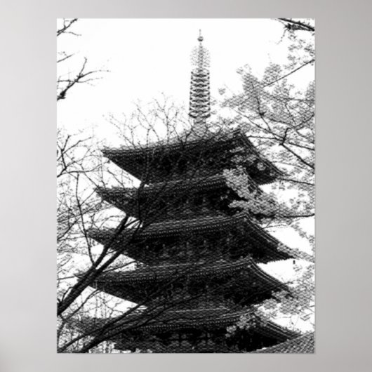 Poster Tour du Japon noir et blanc (Devant)