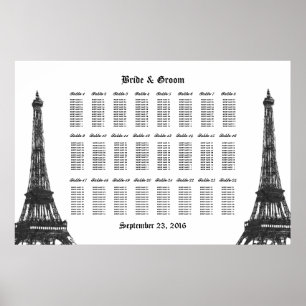 Poster Tour Eiffel 24 Table Grande Places