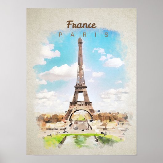Poster Tour Eiffel à l'aquarelle (Devant)