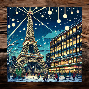 Poster Tour Eiffel à Paris, France à l'heure de Noël