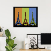 Poster Tour Eiffel à Paris Triptyque (Bureau à domicile)