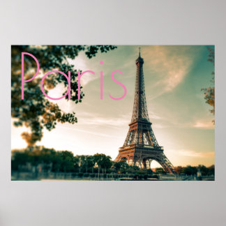 Poster Tour Eiffel à Paris Ville d'Amour romantique