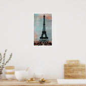 Poster Tour Eiffel au style Vintage Sunrise (Cuisine)