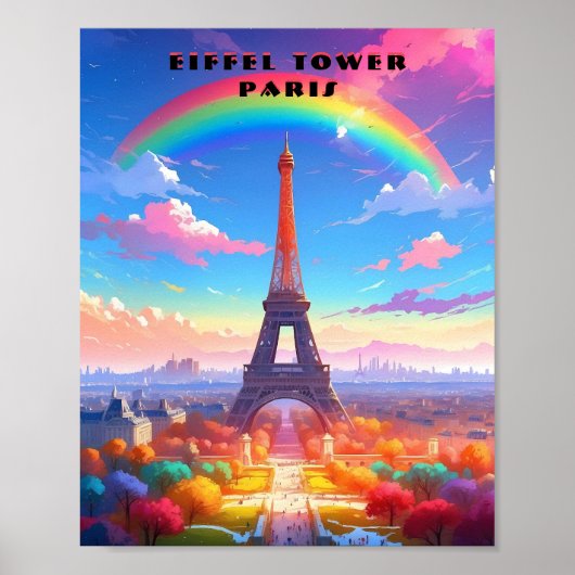 Poster Tour Eiffel Ciel arc-en-ciel (Devant)