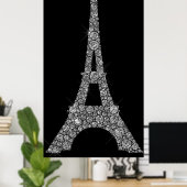 Poster Tour Eiffel Cristaux Swarovski gris argent Paris (Bureau à domicile)