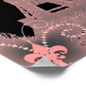 Poster tour eiffel de paris rose et noir (Coin)