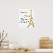 Poster Tour Eiffel de Paris Rose Rose Pâle France (Cuisine)