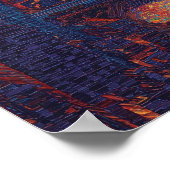 Poster Tour Eiffel de Tokyo Pointillisme Skyline Coucher  (Coin)