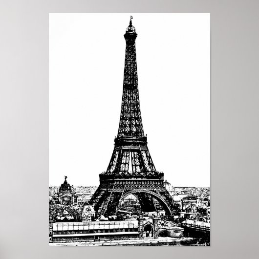 Poster Tour Eiffel Dessin 19ème siècle (Devant)