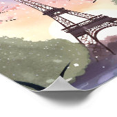 Poster Tour Eiffel en fleurs | Aquarelle Paris France (Coin)