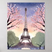 Poster Tour Eiffel en fleurs | Aquarelle Paris France (Devant)