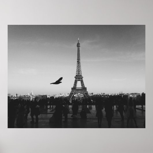 Poster Tour Eiffel en noir et blanc (Devant)