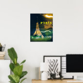 Poster Tour Eiffel en soirée (Bureau à domicile)
