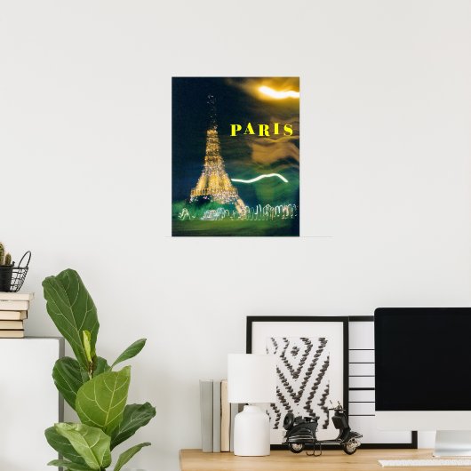 Poster Tour Eiffel en soirée (Bureau à domicile)