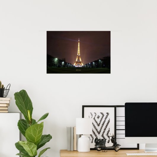 Poster Tour Eiffel en soirée (Bureau à domicile)
