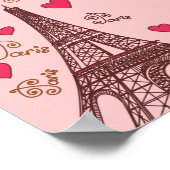 Poster Tour Eiffel et Coeurs en rose (Coin)