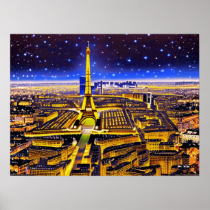 Poster Tour Eiffel et Paris sous les étoiles