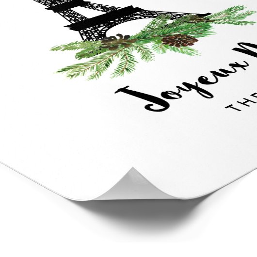 Poster Tour Eiffel et Pine | Moderne Joyeux Noel (Coin)