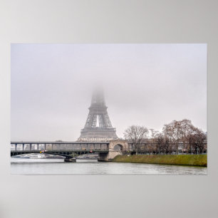 Poster Tour Eiffel et pont de Bir-Hakeim par un jour brum